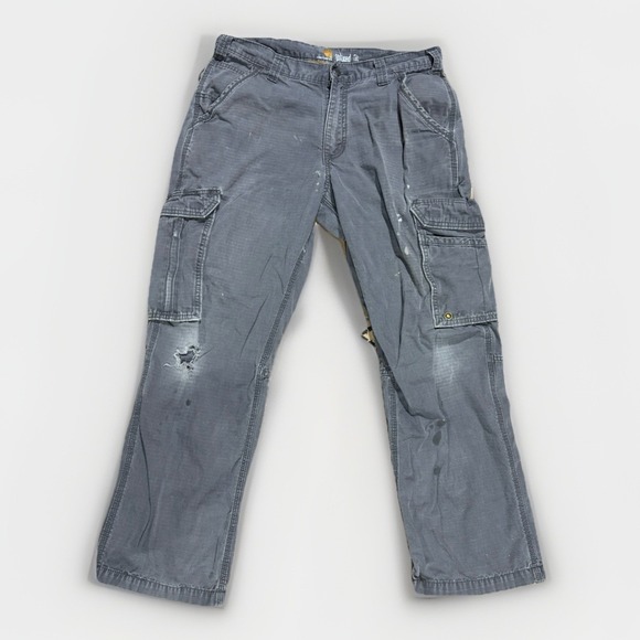 Carhartt Force Cargo Pants Men Size 34x30 Gray Relaxed Fit Workwear THRASHED - Picture 1 of 13